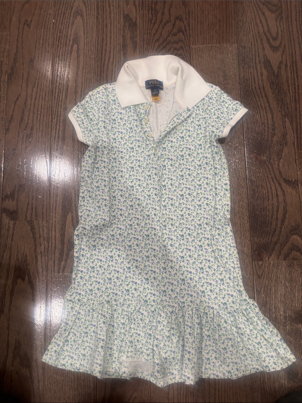 Polo by Ralph Lauren White Collar Blue & Green Floral Polo